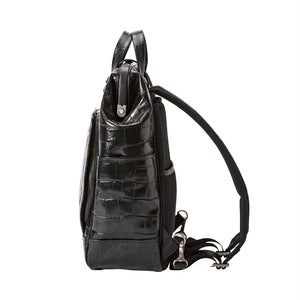 Ashwood Womens Three Section Croc Print Leather Shoulder Handbag